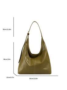 2021年流行时尚链条单肩包，托特包款式的手提包，简约风格女包，女士时尚新月包 - 綠色 - 查看 5