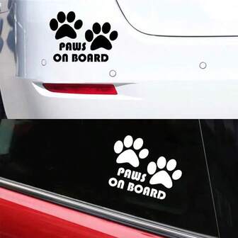 Paws On Board Car Vinyl Sticker, Dog On Board Car Sign, Car Window Sign, Paw Print Design Vinyl Decal, Cute Animal Car Sticker