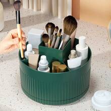 1pc Desktop Rotating Makeup Brush Holder Organizer, For Storing Eyeshadow, Lipstick, Brushes, Convenient For Small Tools, Knives, Eyebrow Pencils, Razors, Office Supplies, Suitable For Home & Cosmetic Organization,For Holiday Beach, Bathroom Collection, Bedroom Collection, Large Capacity