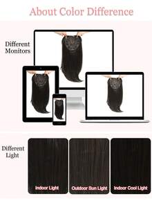 Hair Toppers For Hair Loss 18inch Hair Pieces For Women 6.5X6.5 Inch Hair Topper Adding Extra Hair Volume, Black Brown Straight Hair Toppers For Women Feel Like Real Hair - 黑棕色 - 查看 9