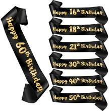 Regalo de cumpleaños perfecto: faja dorada brillante con purpurina para edades 16, 18, 21, 30, 40, 50, 60 - Decoración de fiesta