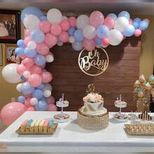 15/30/60个10英寸粉色、蓝色、白色气球，粉色和蓝色性别揭示派对装饰适合男孩或女孩婴儿洗礼、生日、婚礼、周年纪念