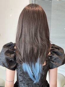 XIXISNOW Synthetic Hairpieces Wavy Layered Wigs With Bangs Blue High 24inch For Beginners Daily Party Use Young - Blue Highlight - View 5