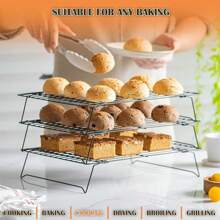 Tier Stackable Cooling Rack For Batch Cooling Cookie, Pizza, Cake- Heavy Duty Cooling Racks For Cooking And Baking, Oven And Dishwasher Friendly Baking Supplies-Black