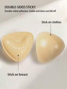 1 Pair Of Double Sided Self-Adhesive Bra Pads, Chest Pads Adhesive Pads, Reusable Padding Pads, Bra Bikini Invisible Thickened Chest Pads Waterproof For Swimming - Black - View 6