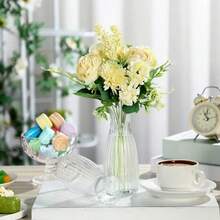 2/5/8/10pcs Plastic Striped Vases, Clear Glass Vase For Floral Arrangement, Crafts, Suitable For Bouquets, Decoration, Holiday, Home, Dining Table, Wedding, Party Home Decor Room Decor Flower Vase - Clear - View 5