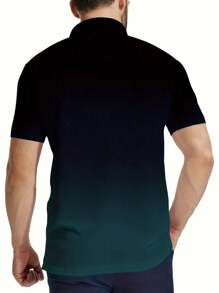 Herren Poloshirt mit Farbverlauf Muster, atmungsaktiv, Kurzarm