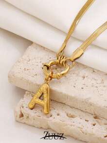 1 chiếc dây chuyền chữ 3D bằng thép không gỉ thời trang dễ thương (26 chữ cái), mặt dây chuyền chữ cái viết hoa, quà tặng trang sức cho phụ nữ - vòng cổ - Xem 8