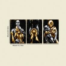 Visual Art Decoration Posters, Black And Gold Love Decoration Paintings, Gray And Gold Embrace Couple Canvas Prints, Used For Art Decoration Of Living Room And Bedroom Walls, Framed Canvas Prints