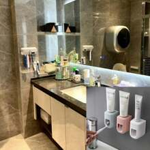 1pc Automatic Toothpaste Squeezer Wall Mount Non-Drilling Toothpaste Dispenser For Bathroom, Minimalist Style Bathroom Storage Storage