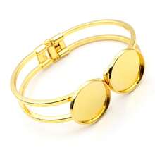 1 Piece 20mm Inner Size Double Cabochons Base DIY Bangle Bracelet Setting Tray Copper Material Handmade Jewelry Making Accessories Findings - Bangle Bracelet Base - View 4