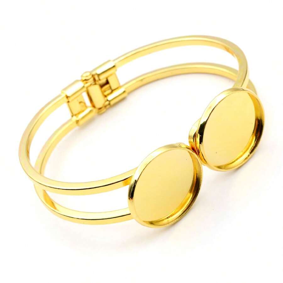 1 Piece 20mm Inner Size Double Cabochons Base DIY Bangle Bracelet Setting Tray Copper Material Handmade Jewelry Making Accessories Findings - Bangle Bracelet Base - View 1