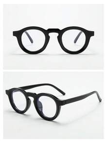 1 件男女通用圆形小框高品质经典简约时尚光学眼镜，适合日常佩戴、派对、休闲使用 - 黑框平光鏡 - 查看 5