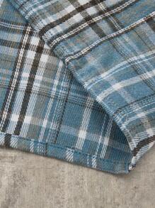 Camisa de manga corta de cuadros azules informal, suave y cómoda de moda para primavera