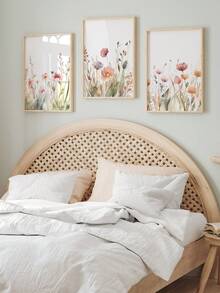 3 Pieces Wildflower & Butterfly Canvas Art Print Minimalist Botanical Poster Nordic Modern Art Painting Colorful Floral Wall Picture Girls Bedroom Decor Living Room Home Decor No Frame