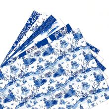 12张中式包装纸，复古中国山水蓝白花卉图案，经典主题，适用于DIY手工、生日、迎婴派对、婚礼等场合的礼品包装。 - 彩色 - 查看 1