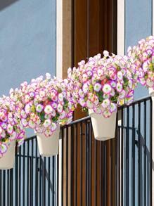 2/6/10 piezas Flores artificiales de exterior de seda Campanilla resistente a los rayos UV, planta de boj verde, eucalipto, hierba artificial adecuada para decoración de hogar, oficina, boda, maceta, cerca, patio, balcón en primavera/verano