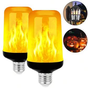 ‌Kasotile LED Flame Effect Flickering Light Bulbs With Upside-Down Installation, Halloween & Christmas Decorations For Outdoor/Indoor Use, E26/E27 Base Fire Effect Bulbs, 2 Packs