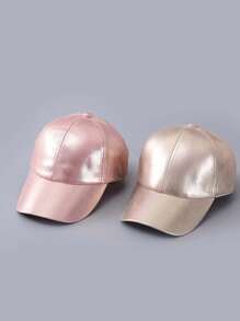 1 pieza Gorra de béisbol brillante unicolor tipo snapback, apta para uso al aire libre, moda callejera, protección solar, escenario, hip-hop y baile