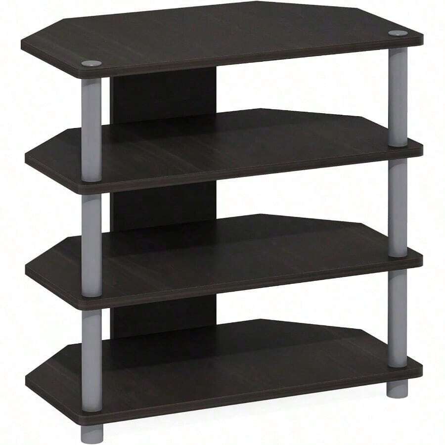Econ Easy Assembly 4-Tier Petite TV Stand, Espresso - Espresso/Grey - View 1