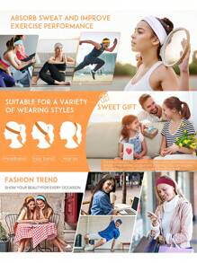 20pcs Women's Fashion Sports Headbands,Headbands For Women Non Slip,Headband,Multicolor,Sporty, Stretchy & Sweat - Wicking; Yoga, Hair Accessories, Random, Non - Slip Fashion Sports Hair Bands,1/2/4/6/8/10/12 Pcs Soft Cloth Stretchy Headbands For Workout, Yoga, Running