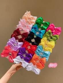32pcs Girls Colorful Bowknot Sweet Hair Scrunchies - Multicolor - View 2