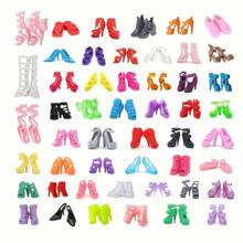 50 Pairs Random Fashion Doll Shoes Including Heels, Flats, Boots, Etc. Suitable For 11.5 Inch/30 Cm Female Dolls