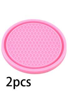 2pcs Crystal Studded Car Cup Holder Coasters, Round Silicone Anti-Slip Heat Insulation Mat, Car Accessories With Rhinestone Decor
