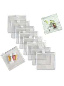 10-1 pièce Sacs de rangement pour médicaments zippés portables, réutilisables, imperméables et étanches. Sacs de rangement pour appâts, bijoux, médicaments et accessoires de voyage. Sacs de beauté