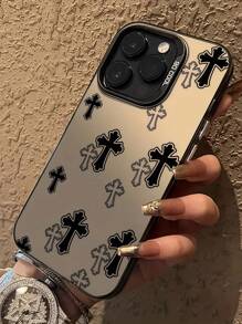 Funda de teléfono protectora de TPU anti-golpes con patrón de cruz negra religiosa compatible con 13/15/14/13/12/11/16 y Redmi/OPPO/VIVO/INFINIX