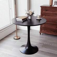 24 Small Round Dining Table Modern Tulip Kitchen Table With MDF Top And Steel Base Mid Century Coffee Table With 300lb Capacity For Living Room Black - asPic - View 1
