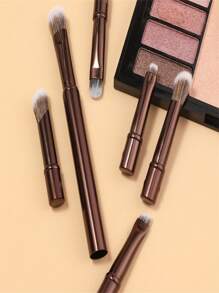6pcs Mini Travel Makeup Brush Set With Transparent Box, Include Contour Brush, Concealer Brush, Eyeshadow Brush, Eyebrow Brush, Versatile And Soft Bristles To Meet Daily Makeup Needs, Convenient For Travel