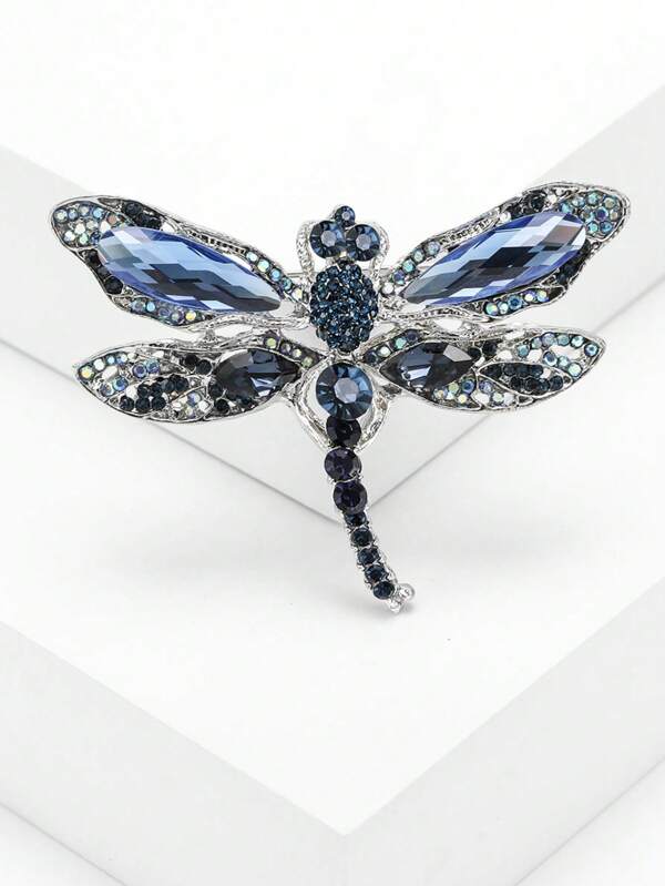 1pc Blue Crystal Vintage Dragonfly Brooches For Women High Grade Fashion Insect Brooch Pins Coat Accessories Animal Jewelry Gifts