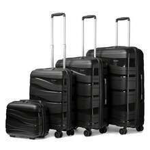 4-Piece Suitcase Set 14/20/24/28 Inches, Cosmetic Case, Hand Luggage & Check-In Suitcase Made Of PP With TSA Lock, 4 Wheels, Lightweight, Quiet, Hard Shell, Ideal For Travel, Vacation, Study, Dorm Life And As A Gift For Men And Women - 黑色 - 查看 1