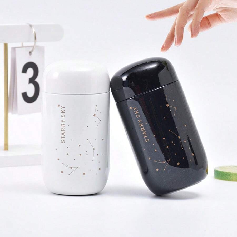 1 chiếc cốc bỏ túi mini hình bầu trời đầy sao bằng thép không gỉ 200ml, bình đựng nước nhỏ cách nhiệt, cốc cà phê nhỏ gọn di động - Nhiều màu - Xem 1