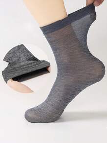 10/20 pares de calcetines de verano para hombres de media caña finos, calcetines de seda de hielo de unicolor para negocios