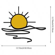 1PC Vibrant Sunrise Metal Wall Art - Chic Modern Minimalist Iron Decor, Easy-To-Hang With Wall Mounting Option - Perfect For Home Aesthetics & Unique Housewarming/Wedding Gift, Metal Wall Art Decor