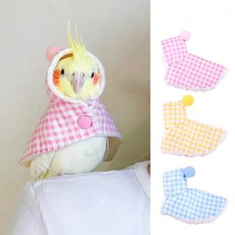 1 件鹦鹉羽毛外套，柔软格子宠物鸟服装，为所有类型的鸟类提供温暖和舒适