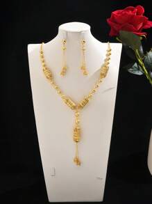 Conjunto de 3 piezas de collar largo y pendientes de joyería con borla y linterna vintage, regalo para boda, fiesta o festival