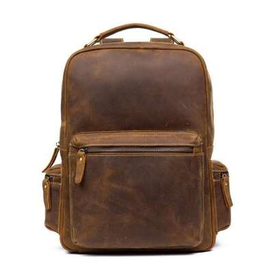 The Langley Backpack | Genuine Vintage Leather Backpack 15 Inches Brown