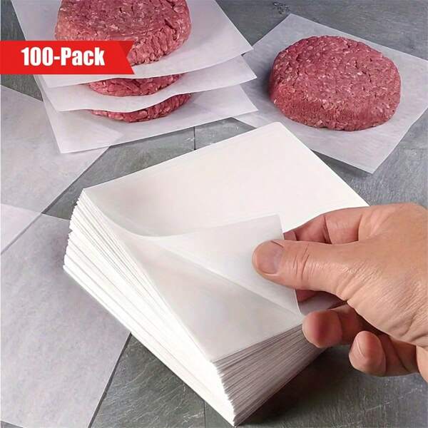 Papier de boucher non adhésif de qualité premium, 100/300/500 pièces, anti-graisse et imperméable, à usage polyvalent - séparation des hamburgers, cuisson, barbecue, gâteau, congélation, emballage de bonbons