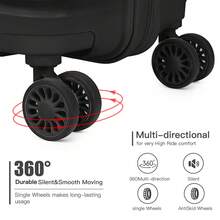 4-Piece Suitcase Set 14/20/24/28 Inches, Cosmetic Case, Hand Luggage & Check-In Suitcase Made Of PP With TSA Lock, 4 Wheels, Lightweight, Quiet, Hard Shell, Ideal For Travel, Vacation, Study, Dorm Life And As A Gift For Men And Women - 黑色 - 查看 7