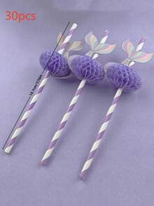 30PCS Mermaid Paper Straws,Wedding Decor,Baby Shower Party Decorations,Baby Stuff,Birthday Decoration Straws,Mermaid Party Stuff,Flower Girl Basket Wedding Decoration Straws,Wedding Items,Cool Summer Swimming Pool Party Paper Straw, Party Supplies - Multicolor - View 13