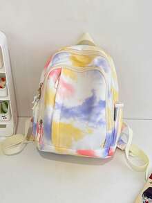 Fashionable Minimalist Tie-Dye Pattern Large Capacity Women Backpack - Multicolor - View 15