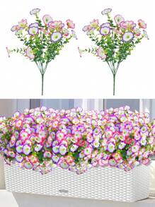 2/6/10 piezas Flores artificiales de exterior de seda Campanilla resistente a los rayos UV, planta de boj verde, eucalipto, hierba artificial adecuada para decoración de hogar, oficina, boda, maceta, cerca, patio, balcón en primavera/verano
