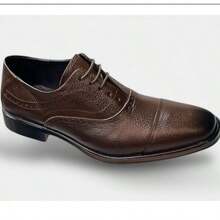 Zapato formal de hombre con puntera estilo empresarial, decoración tallada, apropiado para cualquier evento formal o uso diario en la oficina hecho de piel. Por dentro y  por fuera - Marrón - Ver 1
