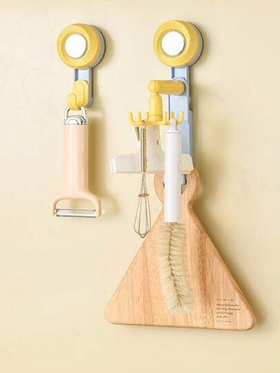 1 stuk keuken zuignap wandgemonteerde multifunctionele hanger met 6 haken, kleurrijk ontwerp, geen boren vereist, multi-scene gebruik