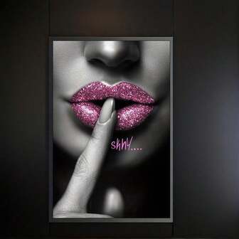 1 件极简主义粉色唇形帆布艺术印刷品，现代时尚墙面装饰，适用于卧室、客厅、家庭办公室 - 无框竖式海报，理想的春秋礼物，美观的房间装饰