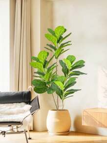 Árbol de Ficus artificial grande de 70-135 cm, plantas de goma artificiales con hojas de violín de plástico, árbol de higuera alto para decoración del hogar, jardín, interior y exterior, sin 1 pieza