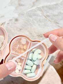 1pc Floral Portable Pill Box, Weekly Medication Organizer, Compact 7-Day Pill Case